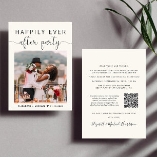 Convites Recepção de casamento de Creme de Código QR de Fot