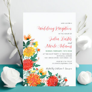 Convites Recepção de Casamento de Dália de Primavera Amarel