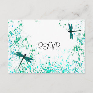 Convites Recepção de casamento de Dragonflies Teal RSVP