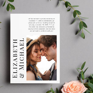 Convites Recepção de Casamento de Elopamento com Foto Moder