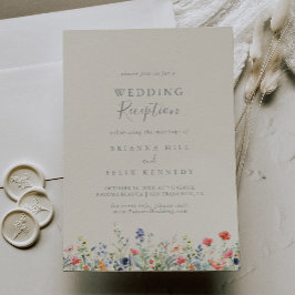 Convites Recepção de casamento de flor selvagem multicolori