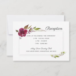Convites Recepção de casamento de Flores de Borgonha