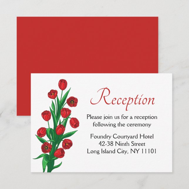 Convites Recepção de Casamento de Flores Vermelhas de Tulip (Frente/Verso)