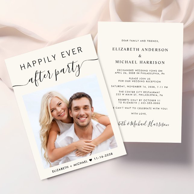 Convites Recepção de casamento de Foto de Festa Feliz de To (A chic Happily Ever After Party Invitation to set the tone for an unforgettable event)