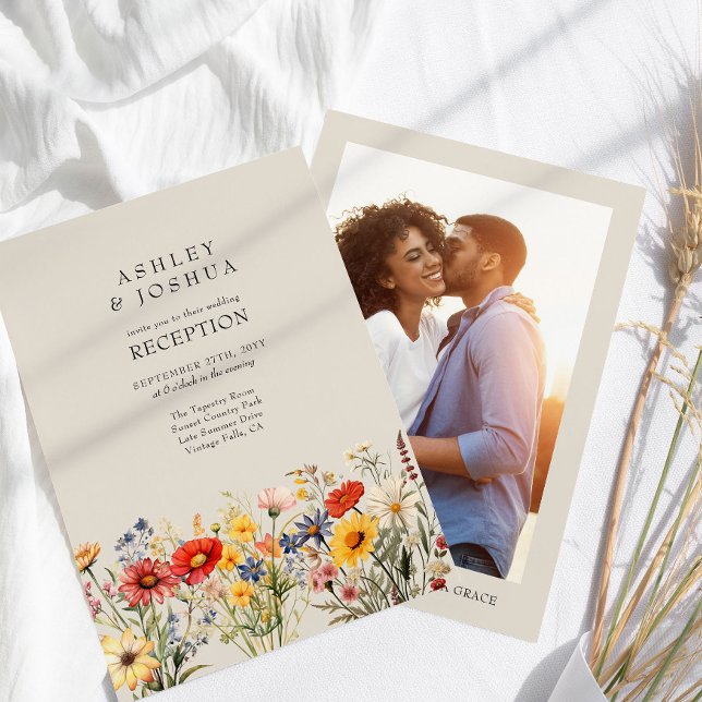 Convites Recepção de casamento de Foto Floral Rustic Wildfl (Photo Wedding Reception Only Invitation from my Rustic Wildflower Wedding Collection
)
