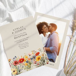 Convites Recepção de casamento de Foto Floral Rustic Wildfl