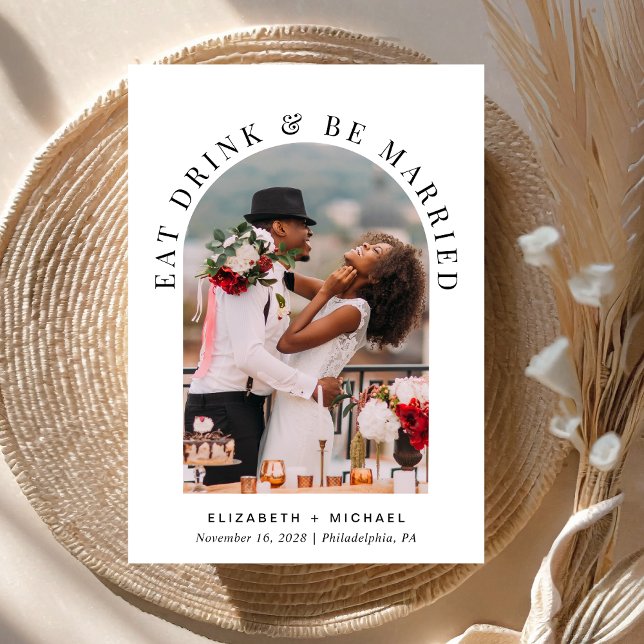 Convites Recepção de casamento de Fotografias de Arch Moder (Celebrate your love story with a reception invitation showcasing your photo in an elegant arch frame)