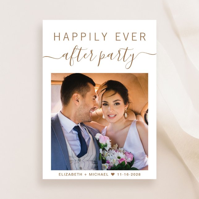 Convites Recepção de casamento de Fotografias de Script Dou (An chic Happily Ever After Party Invitation to set the tone for an unforgettable event)