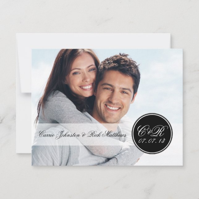 Convites Recepção de casamento de Fotos Simples de Monogram (Frente)