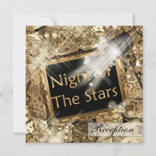 Convites recepção de casamento de Hollywood preto