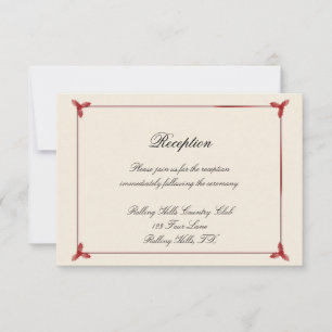 Convites Recepção de casamento de Inverno Branco e Vermel