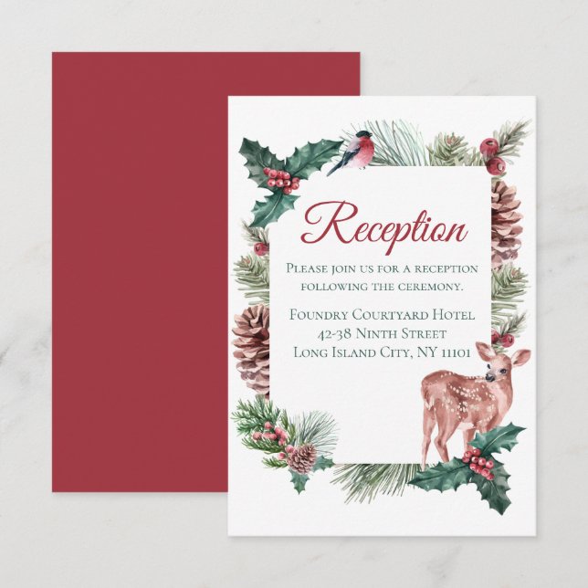 Convites Recepção de Casamento de Inverno Rena de Natal Ver (Frente/Verso)