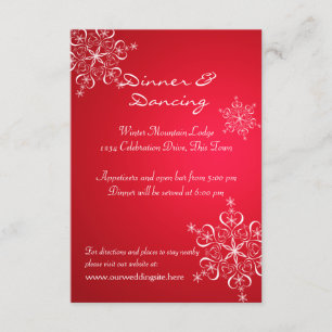 Convites Recepção de Casamento de Inverno Snowflake Vermelh