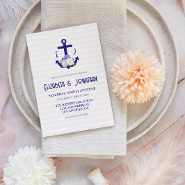 Convites Recepção de Casamento de Listras Florais Náuticas