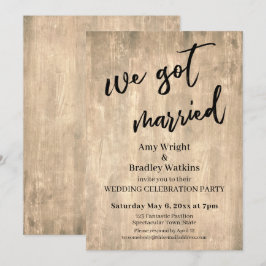 Convites Recepção de Casamento de Madeira Marrom Rústica Nó