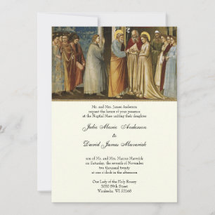 Convites Recepção de casamento de Marfim católica elegante