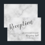 Convites Recepção de Casamento de Mármore Branco Clássico e<br><div class="desc">Conjunto de Convite de Casamento de Mármore Branco Clássico e Elegante: Cartão de Recepção de Casamento com título em fonte de letra manuscrita moderna cinza e detalhes em fonte sans serif moderna cinza sobre fundo de mármore branco.</div>