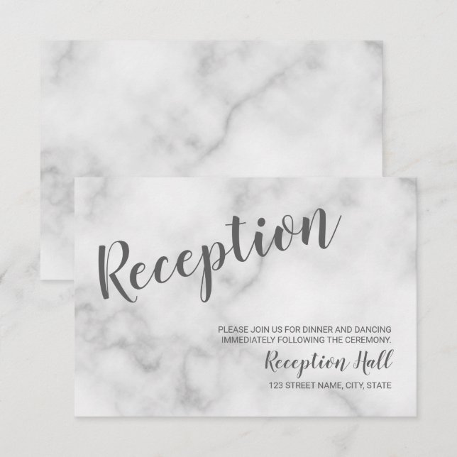 Convites Recepção de Casamento de Mármore Branco Elegante e (Frente/Verso)