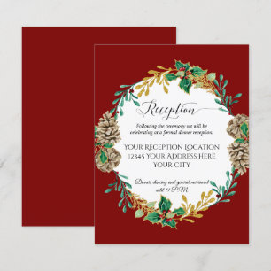Convites Recepção de Casamento de Natal com Azevinho e Pinh