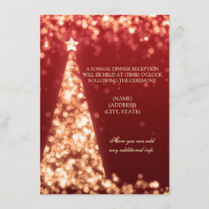 Convites Recepção de Casamento de Natal com Dourado e Verme