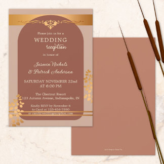 Convites Recepção de Casamento de Outono com Terra Cota Cob