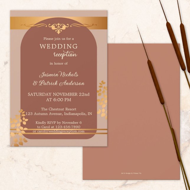 Convites Recepção de Casamento de Outono com Terra Cota Cob (Criador carregado)