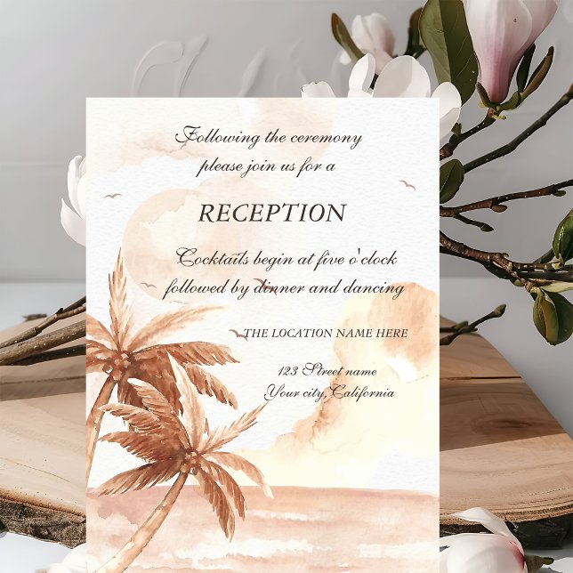 Convites Recepção de Casamento de Palmas Tropicais Rústicas (Criador carregado)