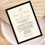 Convites Recepção de casamento de Posta orçamentária barata<br><div class="desc">Estes adoráveis,  mas baratos,  convites para recepções de casamento postas apresentam um fundo creme,  borrado em preto. Os seus monogramas,  nomes e detalhes do rsvp aparecem em cobre com o saldo dos detalhes do convite em preto. Esta design é sobre elegância clássica simples a um preço barato. Direitos autorais</div>