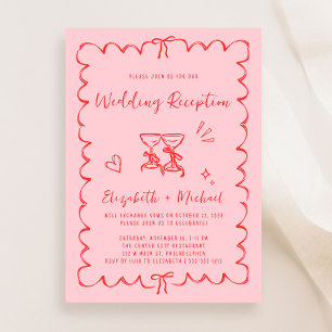 Convites Recepção de casamento de Quadro Wavy Desenhado à M