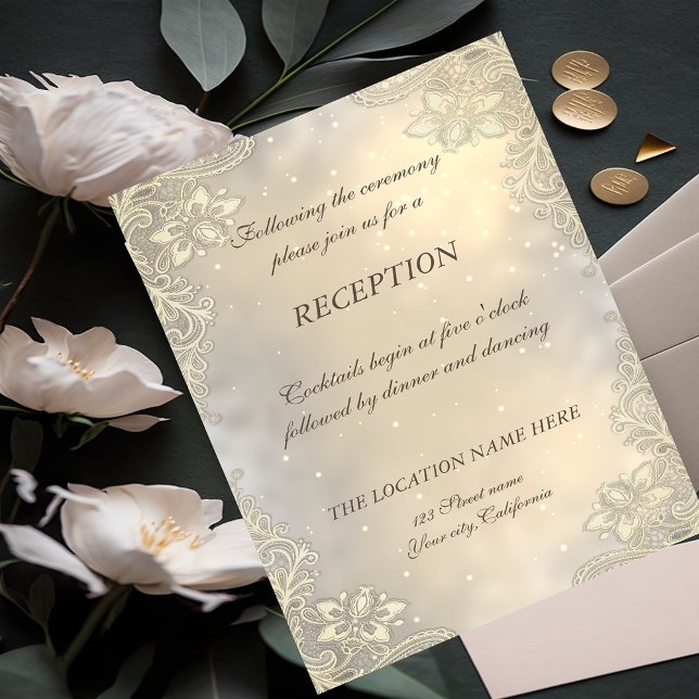 Convites Recepção de casamento de renda corações de ouro el (Criador carregado)