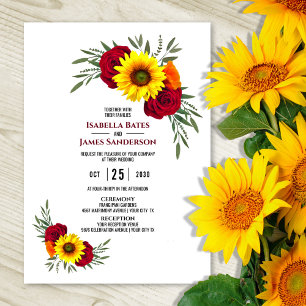 Convites Recepção de casamento de Rosa de girassol elegan