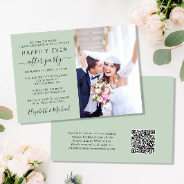 Convites Recepção de casamento de Sage de Código QR de Foto