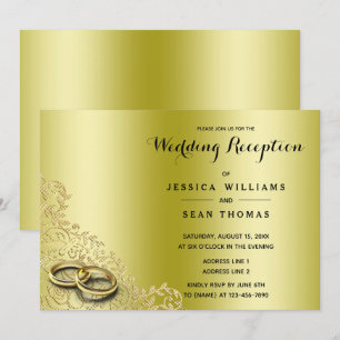 Convites Recepção de casamento Decorative & Rings Dourada
