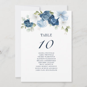Convites Recepção de casamento do Número da Tabela Azul com