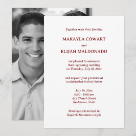 Convites Recepção de casamento do Templo Vermelho e Branco