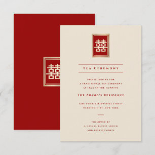 Convites Recepção de casamento dobro dourada do chinês d