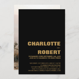 Convites Recepção de casamento Dourada Mínima Moderna