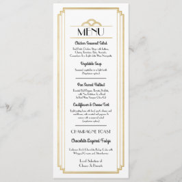 Convites Recepção de Casamento Dourado Branco Menu Art Deco