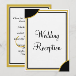 Convites Recepção de Casamento Dourado Preto Monograma 