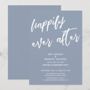Convites Recepção de Casamento Dusty Blue Felizes para Semp