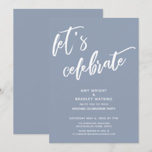 Convites Recepção de Casamento Dusty Blue Vamos Celebrar