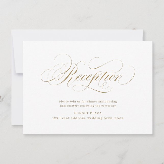 Convites Recepção de casamento elegante clássico em caligra (Frente)