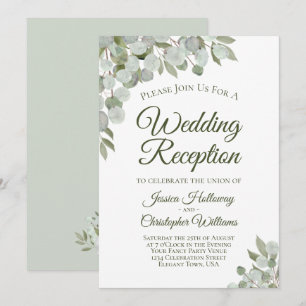 Convites Recepção de Casamento Elegante com Folhas de Eucal