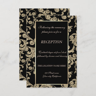 Convites Recepção de casamento Elegante de espirais Dourada