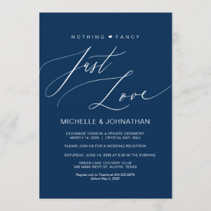 Convites Recepção de Casamento Elopement de Script Navy Mod