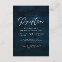 Recepção de Casamento em Aquarela Azul Escuro Navy