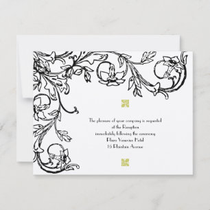 Convites Recepção de Casamento em Floral Swirl Art Déco Vin