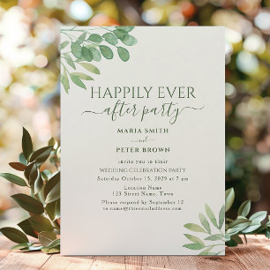 Convites Recepção de Casamento Eucalipto Feliz para Sempre