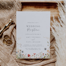 Convites Recepção de Casamento Feliz Boho com Flores Silves