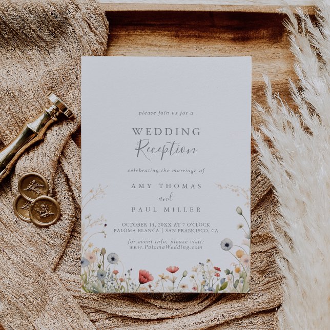 Convites Recepção de Casamento Feliz Boho com Flores Silves (Criador carregado)
